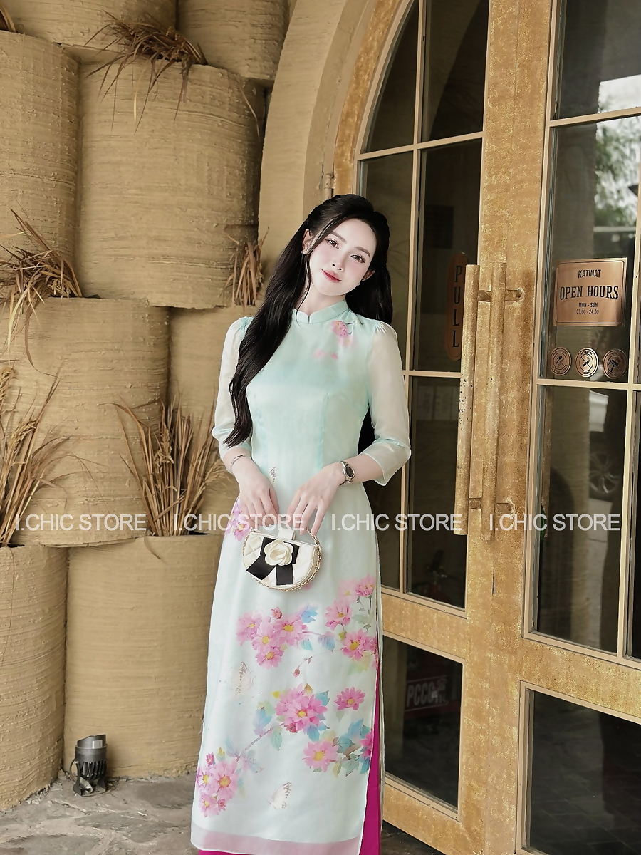 Áo Dài Thảo Tâm Xanh Mint